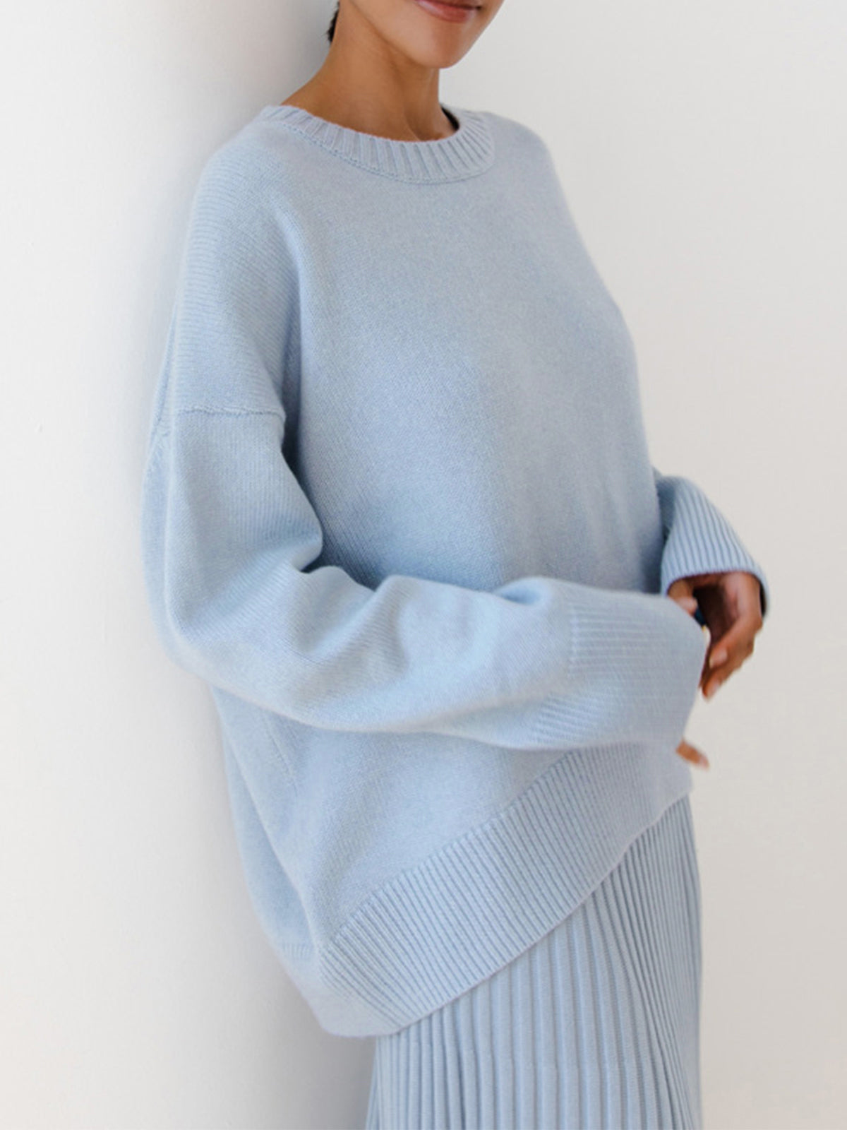 Oversized Sweater - Women's Warm Crew Neck Knitted Pullover Sweater-Grace Aura