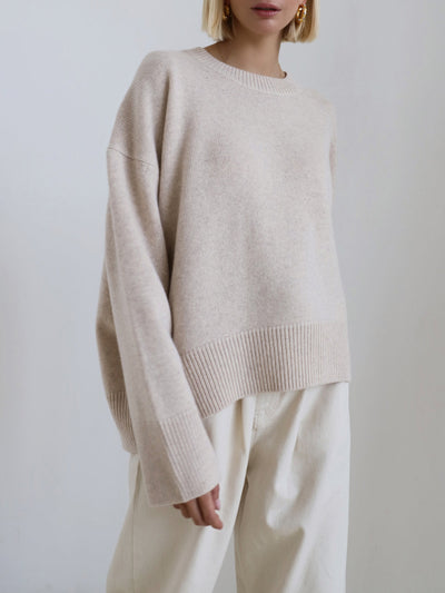 Oversized Sweater - Women's Warm Crew Neck Knitted Pullover Sweater-Grace Aura