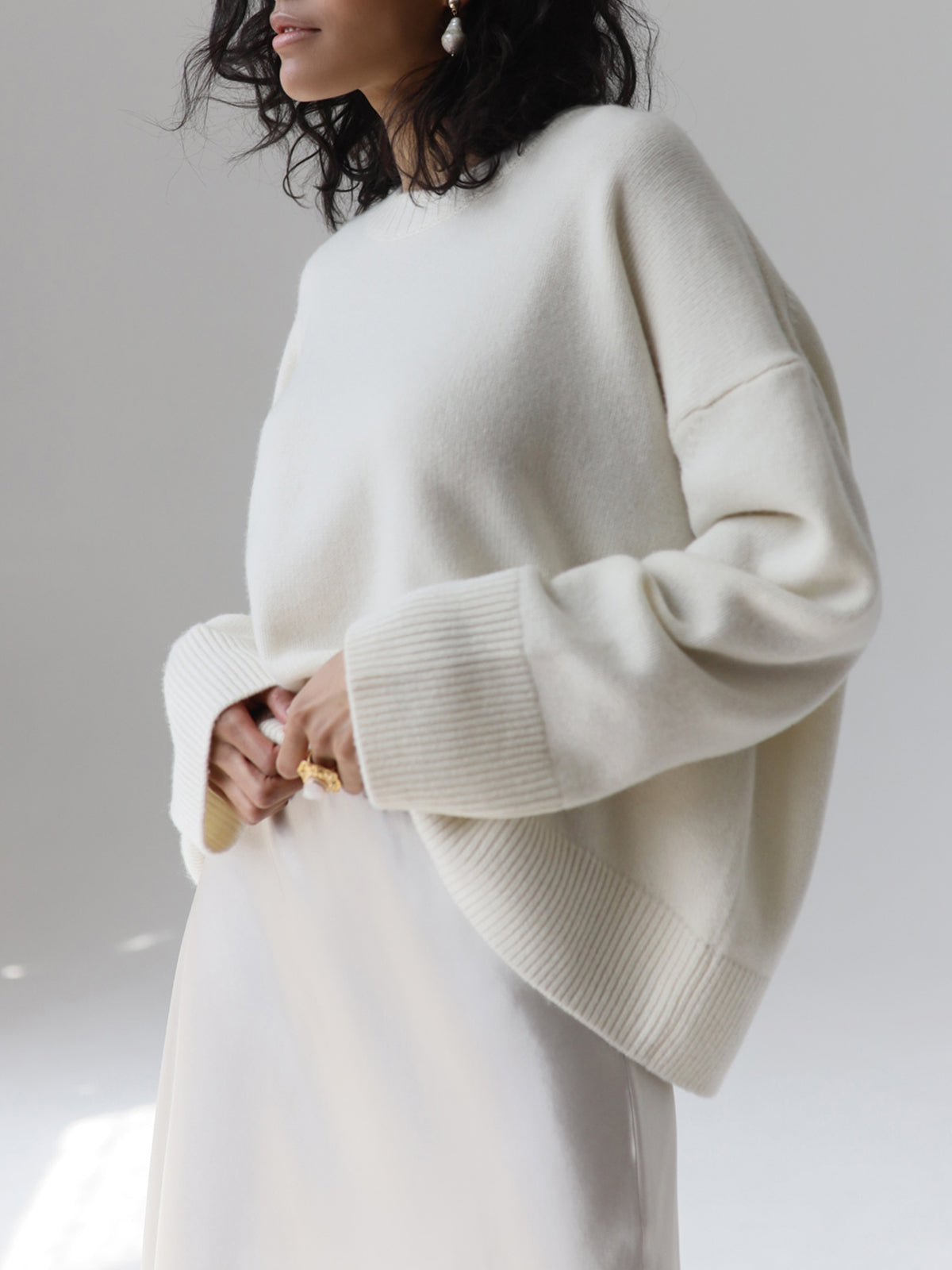 Oversized Sweater - Women's Warm Crew Neck Knitted Pullover Sweater-Grace Aura