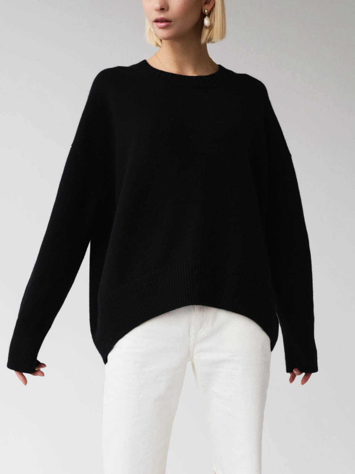 Oversized Sweater - Women's Warm Crew Neck Knitted Pullover Sweater-Grace Aura