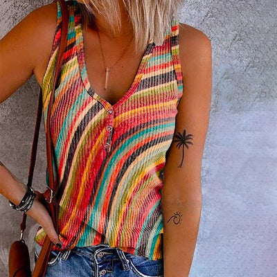 PERSEPHONE | Rainbow Striped Tank Top-Grace Aura