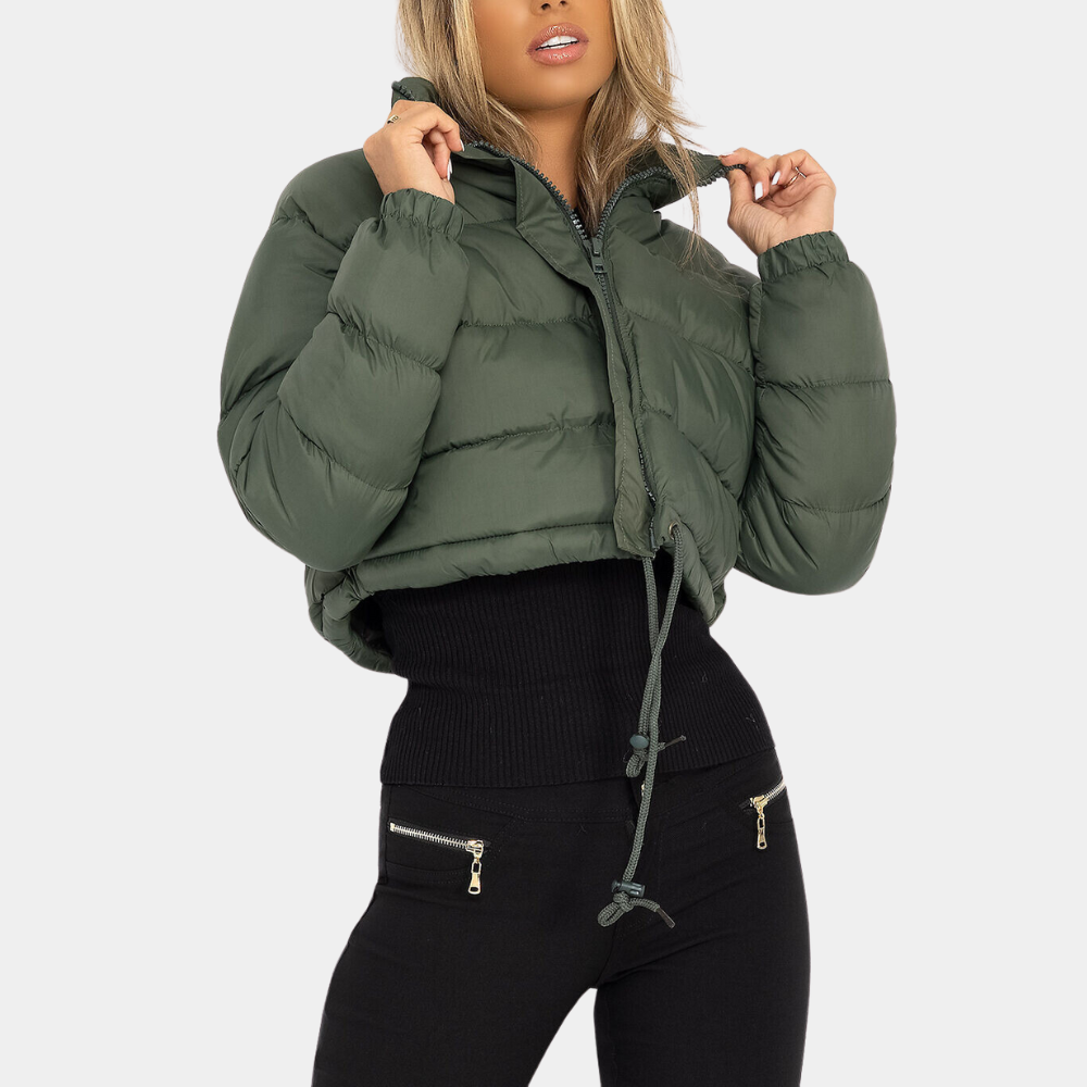 Puffer Jacket | Cropped | Standing Collar | Winter Jacket | Ladies Down Jackets-Grace Aura