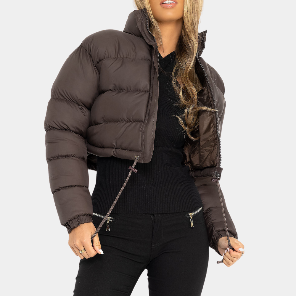 Puffer Jacket | Cropped | Standing Collar | Winter Jacket | Ladies Down Jackets-Grace Aura