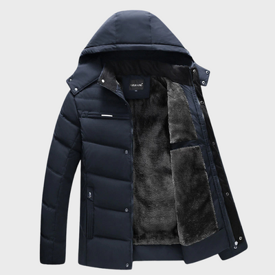 Puffer Jacket - Men's Hooded Fleece Lined Down Jacket for Winter-Grace Aura