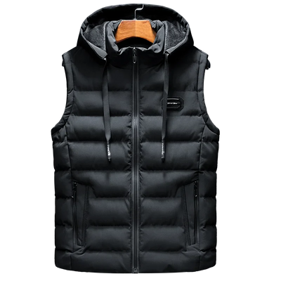 Puffer Vest - Men's Hooded Sleeveless Slim Fit Winter Vest-Grace Aura