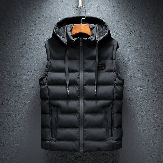 Puffer Vest - Men's Hooded Sleeveless Slim Fit Winter Vest-Grace Aura