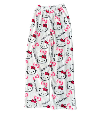 Pyjama Pants - Comfy - Cat Print - Fluffy PJ Pants - Fleece Pyjama Pants-Grace Aura