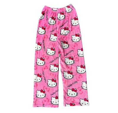 Pyjama Pants - Comfy - Cat Print - Fluffy PJ Pants - Fleece Pyjama Pants-Grace Aura