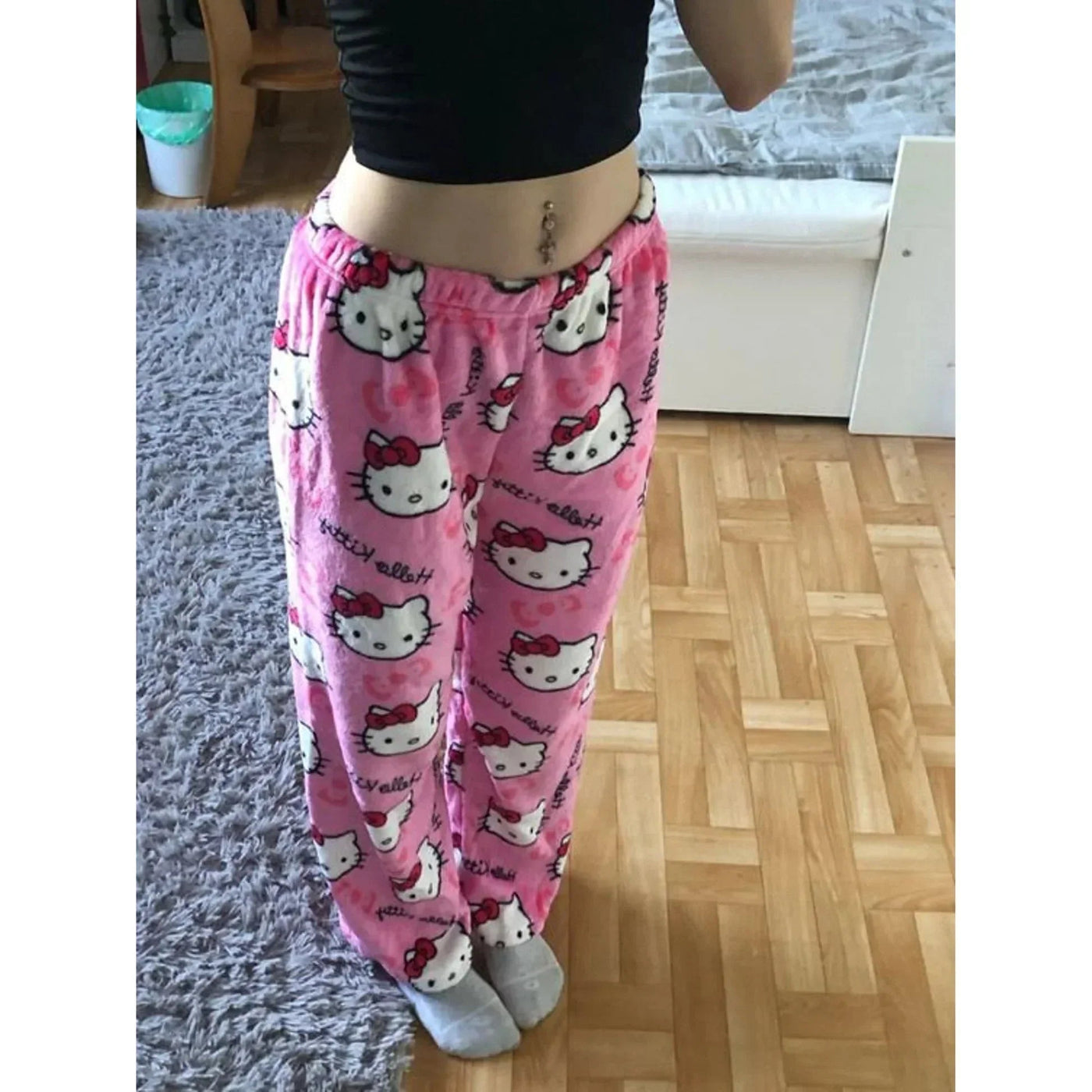 Pyjama Pants - Comfy - Cat Print - Fluffy PJ Pants - Fleece Pyjama Pants-Grace Aura