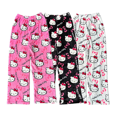 Pyjama Pants - Comfy - Cat Print - Fluffy PJ Pants - Fleece Pyjama Pants-Grace Aura