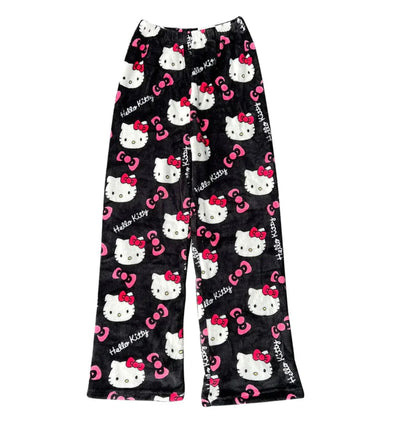 Pyjama Pants - Comfy - Cat Print - Fluffy PJ Pants - Fleece Pyjama Pants-Grace Aura