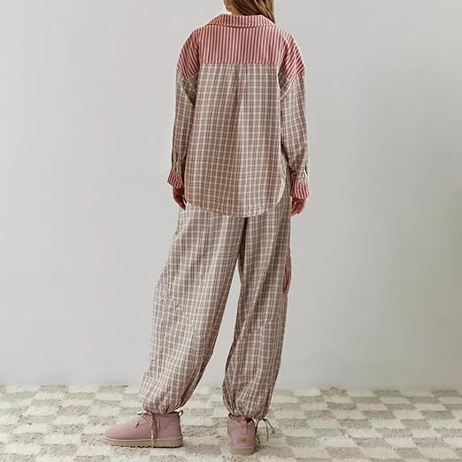 Pyjama Set - Plaid - Long Sleeve - Lounge Set - Womens Pyjamas-Grace Aura