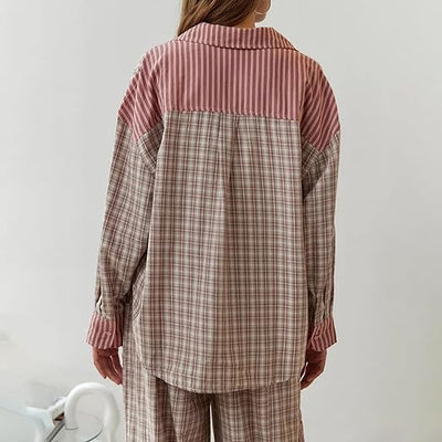 Pyjama Set - Plaid - Long Sleeve - Lounge Set - Womens Pyjamas-Grace Aura