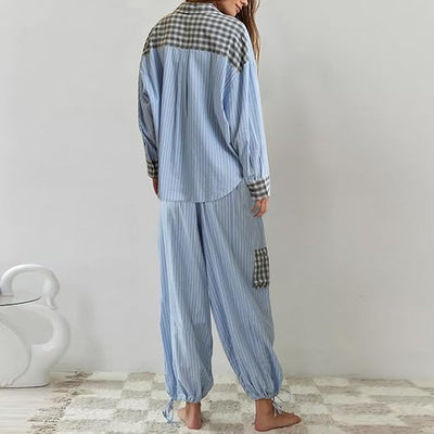 Pyjama Set - Plaid - Long Sleeve - Lounge Set - Womens Pyjamas-Grace Aura