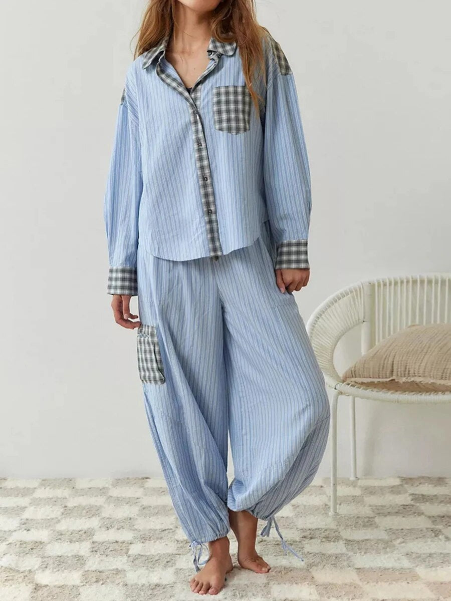 Pyjama Set - Plaid - Long Sleeve - Lounge Set - Womens Pyjamas-Grace Aura