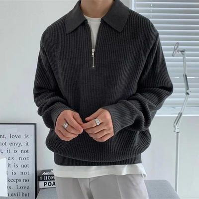 Quarter-Zip Sweater | Knitted | Men's Half-Zip Pullover | Jumper-Grace Aura