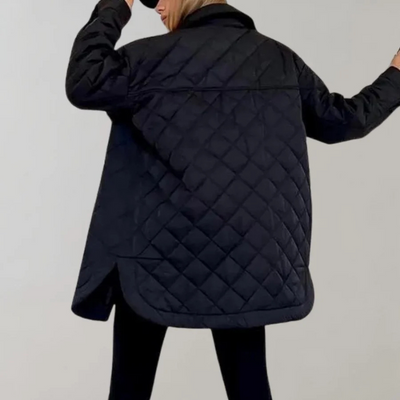 Quilted Jacket - Women's Button-Up Oversized Autumn Winter Jacket-Grace Aura