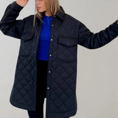 Quilted Jacket - Women's Button-Up Oversized Autumn Winter Jacket-Grace Aura