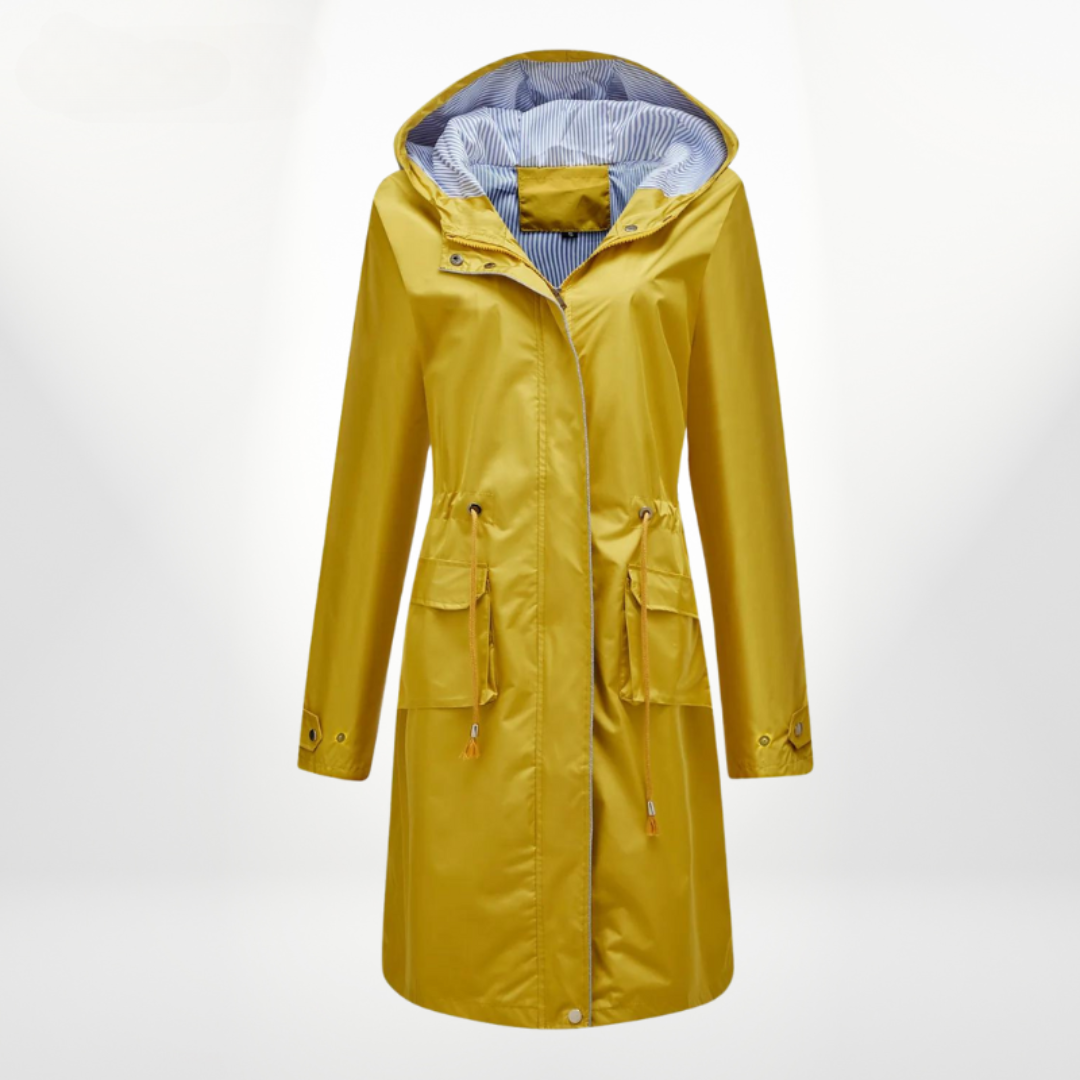 Rain Coat - Women's Hooded Waterproof Long Parka Coat-Grace Aura