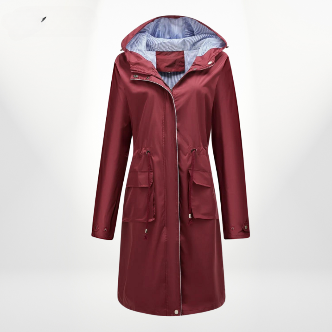 Rain Coat - Women's Hooded Waterproof Long Parka Coat-Grace Aura