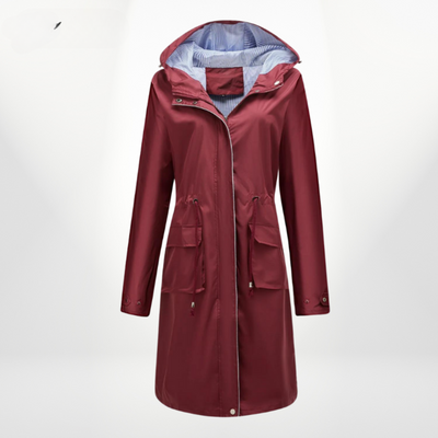 Rain Coat - Women's Hooded Waterproof Long Parka Coat-Grace Aura