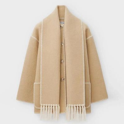 Scarf Coat | Single Breasted | Loose  Fit | Winter Coat | Women's Coat-Grace Aura