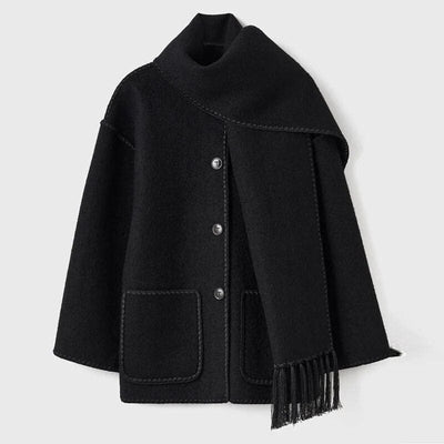 Scarf Coat | Single Breasted | Loose  Fit | Winter Coat | Women's Coat-Grace Aura