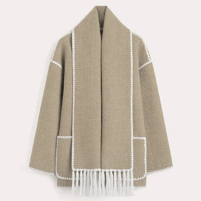 Scarf Coat | Single Breasted | Loose  Fit | Winter Coat | Women's Coat-Grace Aura