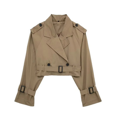 Short Trench | Double Breasted | Belt | Autumn Jacket | Short Trench Coat Women-Grace Aura