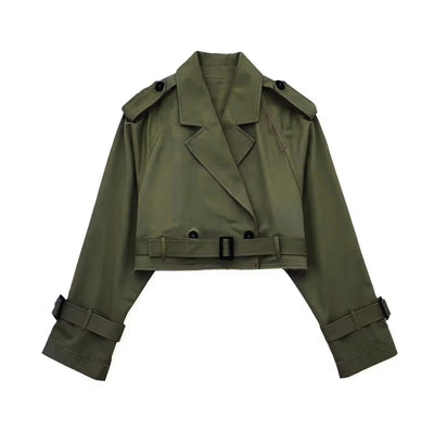 Short Trench | Double Breasted | Belt | Autumn Jacket | Short Trench Coat Women-Grace Aura