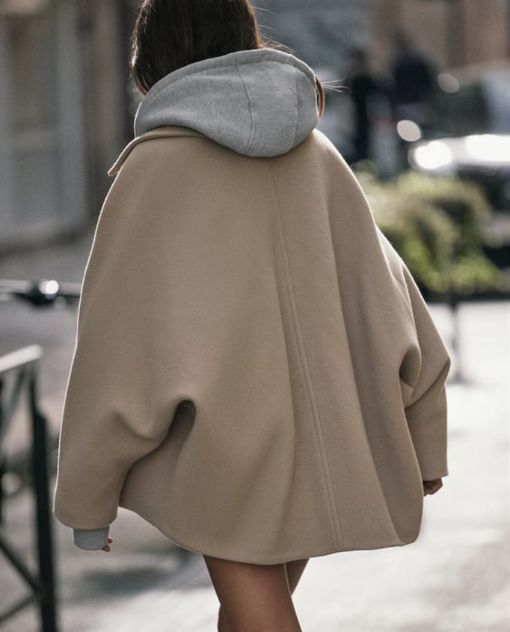 Short Wool Coat | Single Breasted | Loose Fit | Oversized Wool Coat | Wool Trench Coat Women-Grace Aura