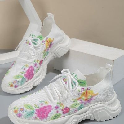 Slip-On Sneakers - Floral - Walking - Mesh Sneakers - Women's Trainers-Grace Aura