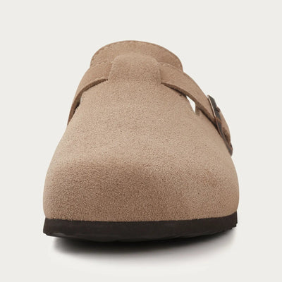 Suede Slippers - Slip-On - Cork Sole - Mule Shoes - Men's Slippers-Grace Aura