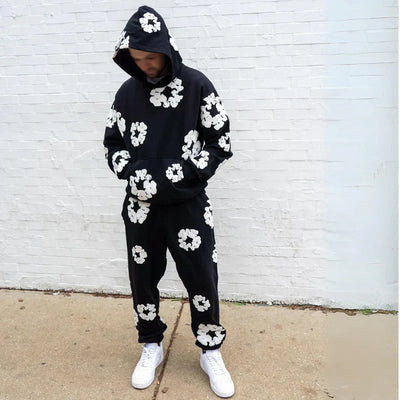 Sweat Set - Unisex Floral Comfy Hoodie Jogging Sets-Grace Aura