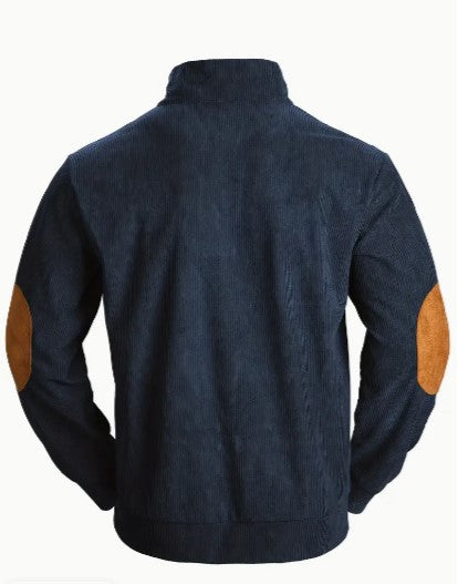 Sweater - Half Button - Elbow Patches - Long Sleeve - Men's Jumper-Grace Aura