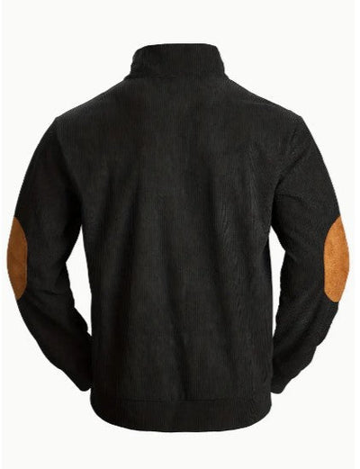 Sweater - Half Button - Elbow Patches - Long Sleeve - Men's Jumper-Grace Aura