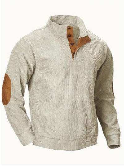 Sweater - Half Button - Elbow Patches - Long Sleeve - Men's Jumper-Grace Aura