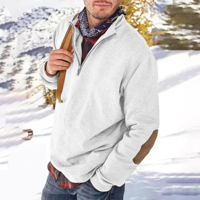 Sweatshirt - Casual - Elbow Patches - Half-Zip Sweater - Men's Clothing-Grace Aura