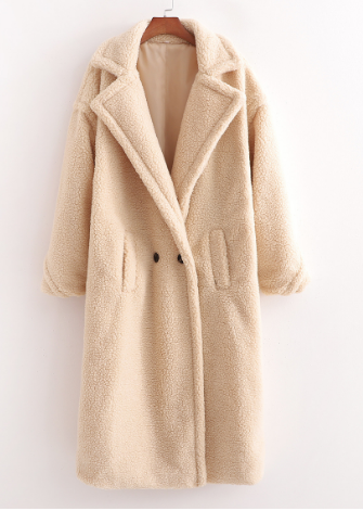 Teddy Coat | Faux Fur | Double Breasted | Long Winter Coat | Long Overcoat Women-Grace Aura