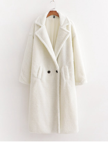 Teddy Coat | Faux Fur | Double Breasted | Long Winter Coat | Long Overcoat Women-Grace Aura