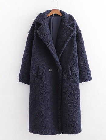 Teddy Coat | Faux Fur | Double Breasted | Long Winter Coat | Long Overcoat Women-Grace Aura