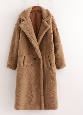 Teddy Coat | Faux Fur | Double Breasted | Long Winter Coat | Long Overcoat Women-Grace Aura