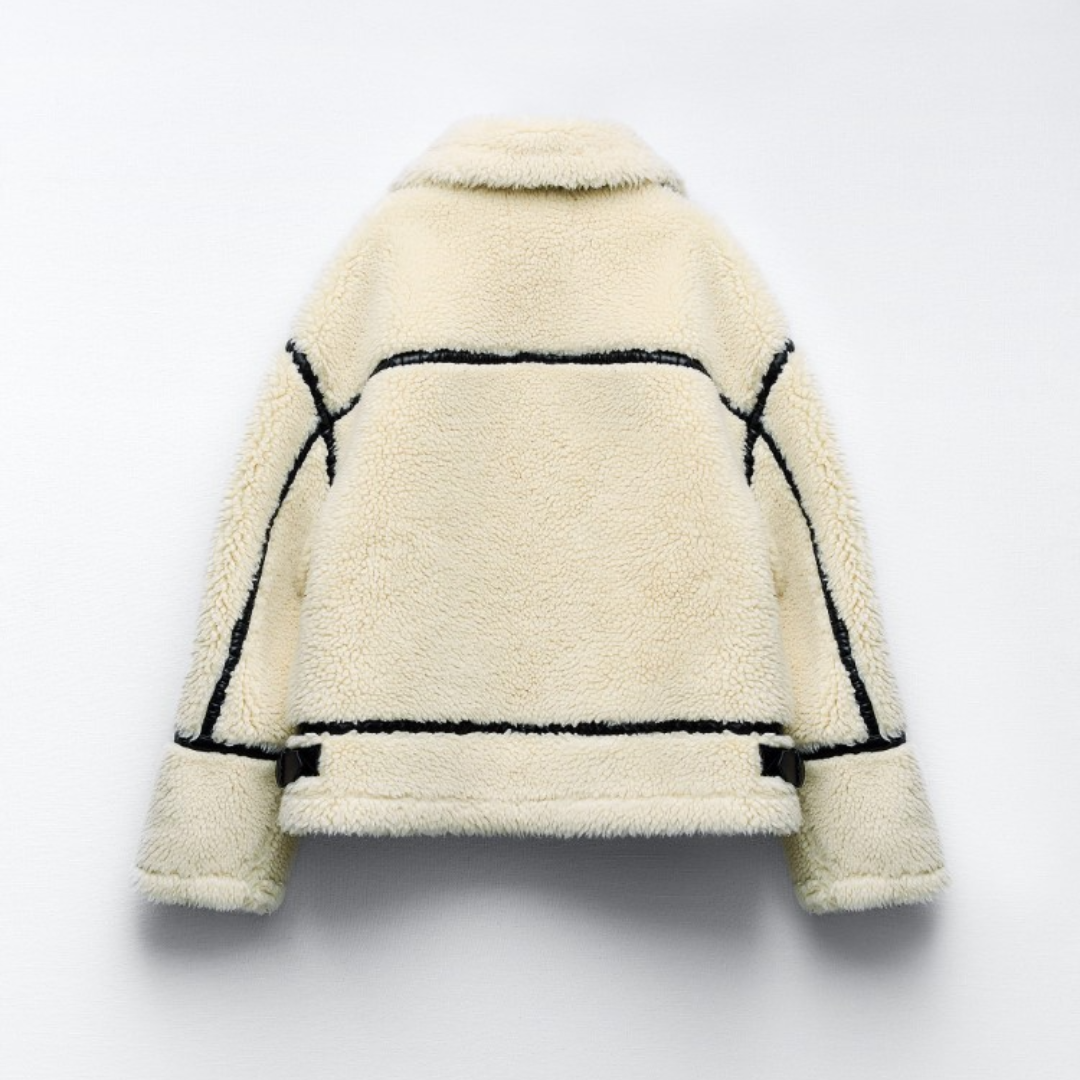 Teddy Jacket | White | Fleece | Faux Fur Coat | Women's Winter Coats & Jackets-Grace Aura