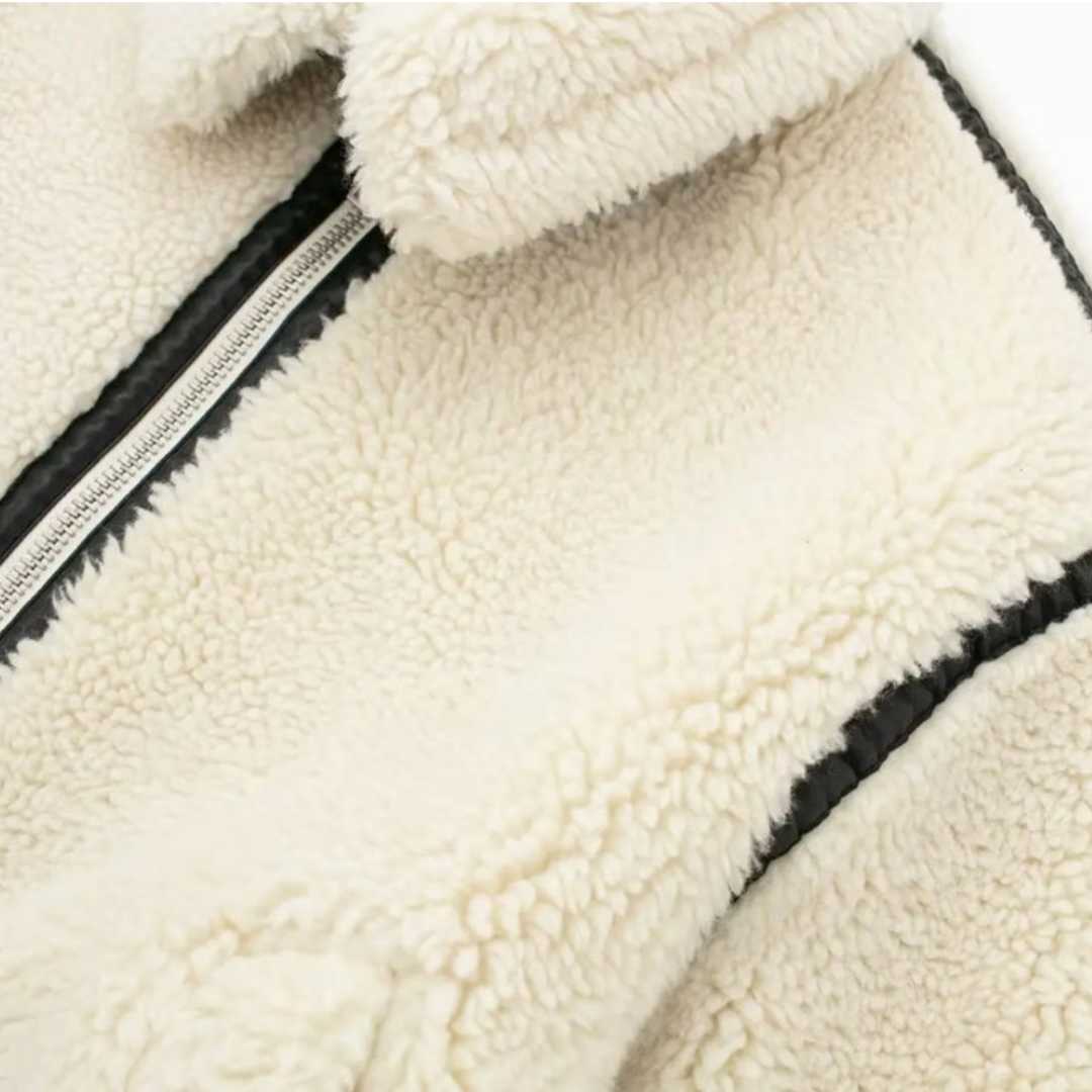 Teddy Jacket | White | Fleece | Faux Fur Coat | Women's Winter Coats & Jackets-Grace Aura