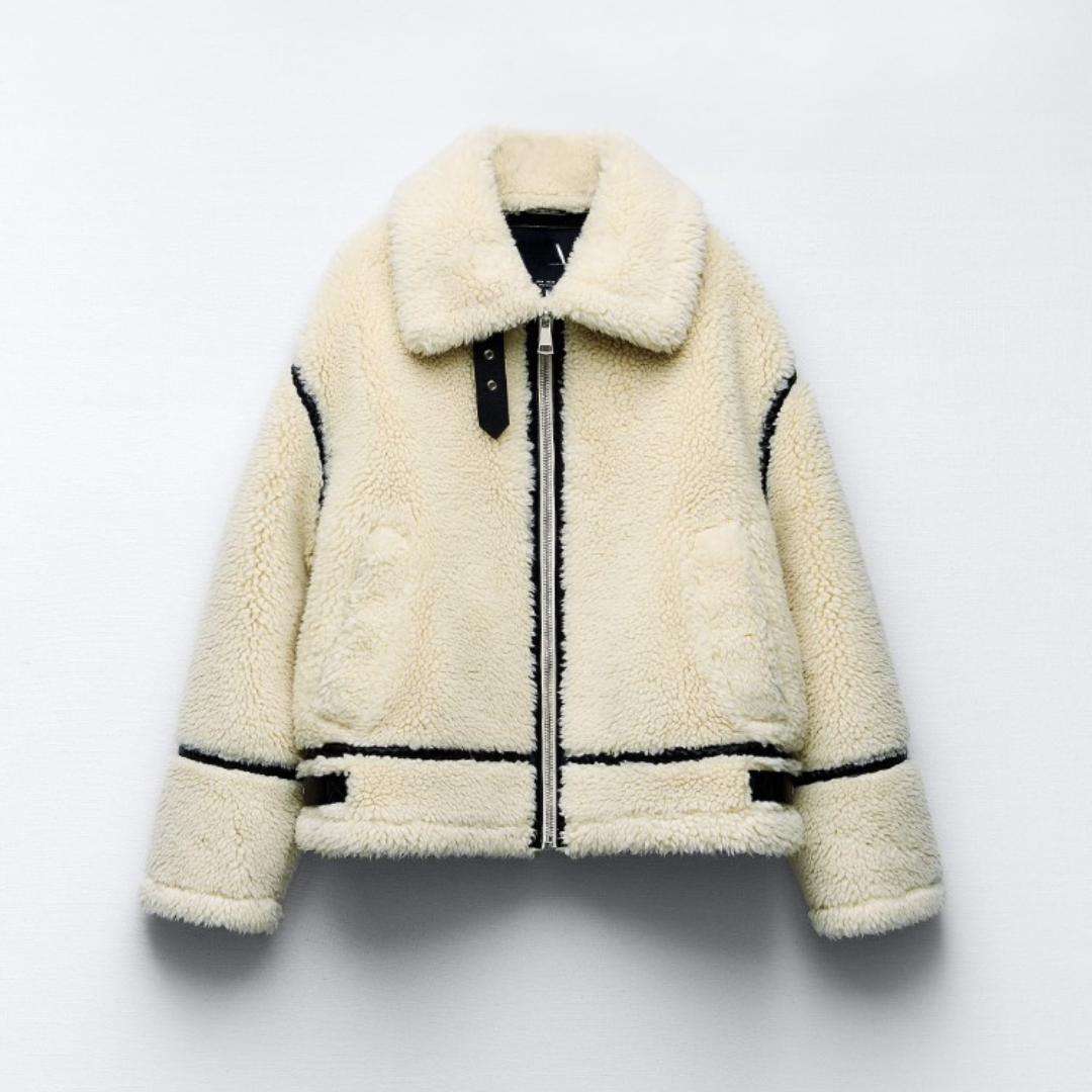 Teddy Jacket | White | Fleece | Faux Fur Coat | Women's Winter Coats & Jackets-Grace Aura