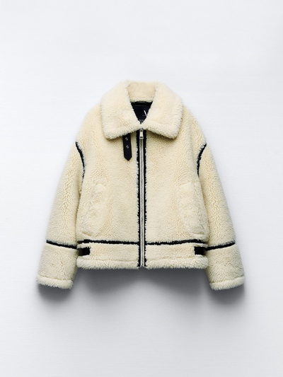 Teddy Jacket - Women's White Oversized Faux Fur Winter Jacket-Grace Aura