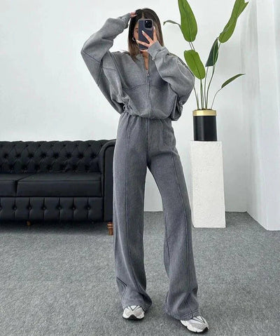 Tracksuit - Zip-Up - Wide Leg - Jogger Set - Hoodie and Sweatpants Set Women's-Grace Aura