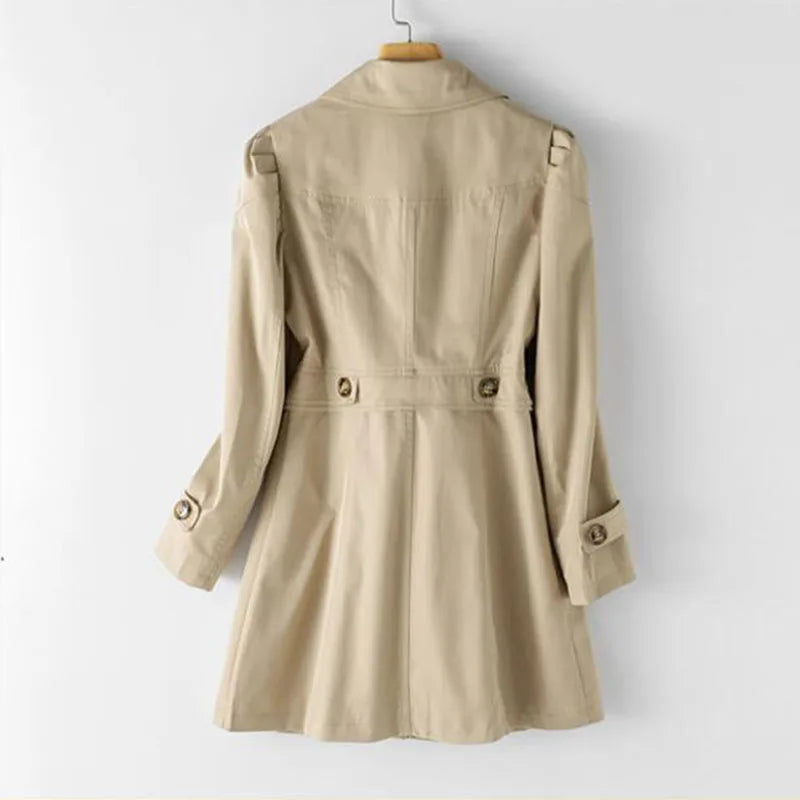 Trench Coat - Women's Classic Single Breasted Autumn Coat-Grace Aura