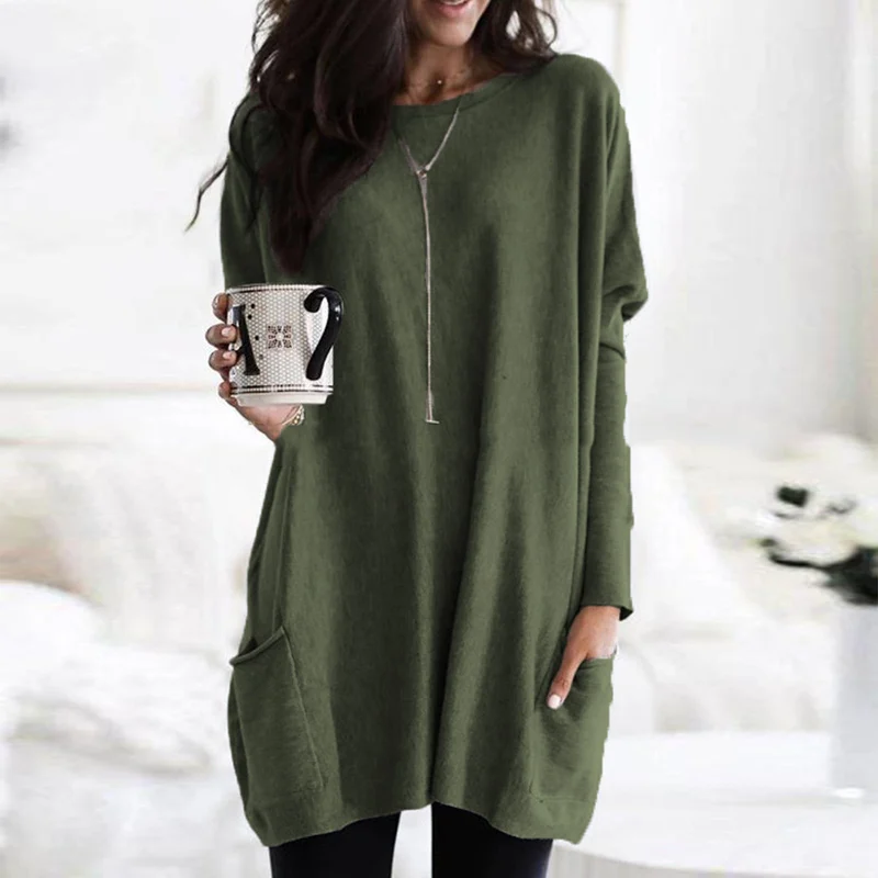 Tunic Tops | Long Sleeve | Loose Fit | Long Sweater | Women's Clothing-Grace Aura