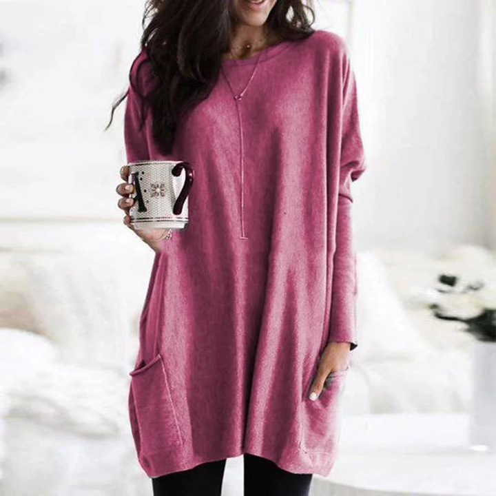 Tunic Tops | Long Sleeve | Loose Fit | Long Sweater | Women's Clothing-Grace Aura